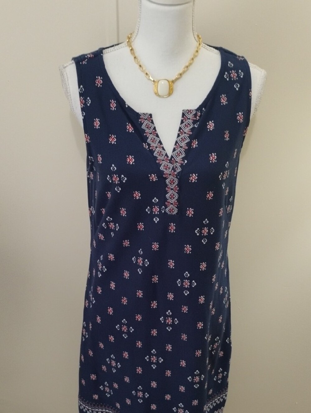 Talbots Navy Blue Printed Midi Dress - Picture 6 of 7